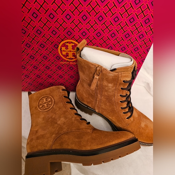 📢SALE 0342 NEW! TORY BURCH Boots Miller 50 mm Lug Sole Bootie Sensory MFO-Suede - Picture 12 of 15